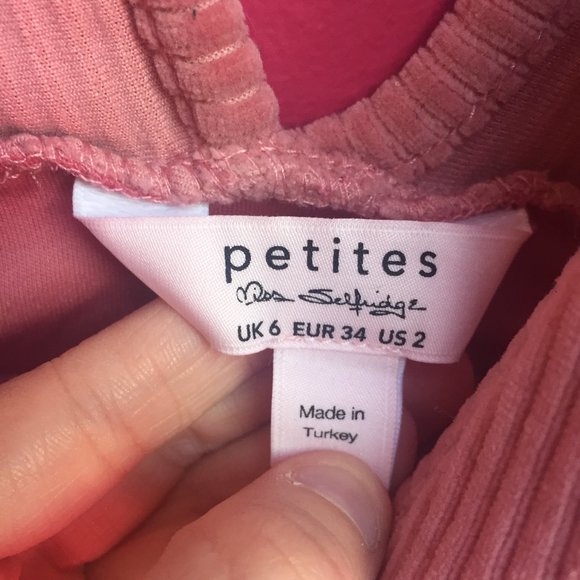 PETITE Miss Selfridge Cord Pinny Dress - Picture 4 of 4